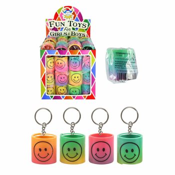 Smiley Rainbow Spiral Keychain Display (60 pcs)