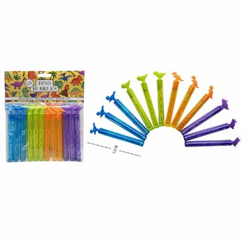 COLORED DINOSAUR BUBBLE RODS (1 Pack of 12)