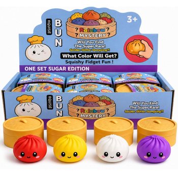 RAGE - Squishy SUGAR EDITION Bun Dumplings LARGE (8.5 x 8.5 x 4.8 cm) - Viral 2026 Fidget Toy (12 pcs)