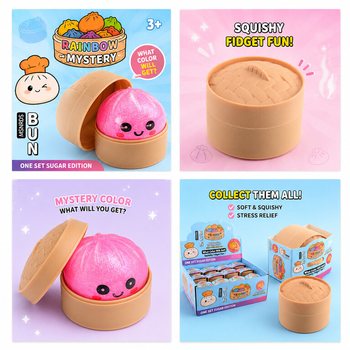 RAGE - Squishy SUGAR EDITION Bun Dumplings SMALL (5.3 x 5.3 x 4.1 cm) Viral 2026 Fidget Toy (24 pcs)