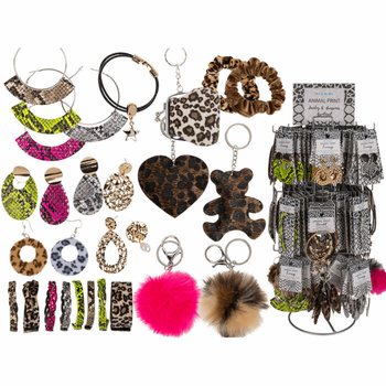 **MEGA CHEAP** COMPLETE ANIMAL PRINT DISPLAY WITH JEWELRY AND ACCESSORIES (180 pcs.)