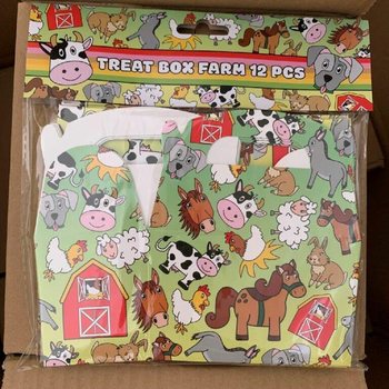 Farm Animals Treat & Party Favor Boxes - 12x12.5x6 cm (12 Pcs)