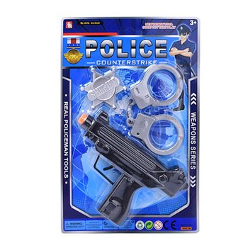 Police Toy Playset with Machine Gun, Handcuffs & Badge (6 pcs)