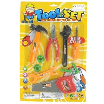 Large Toy Tool Set on Blister Card (8 pcs.)