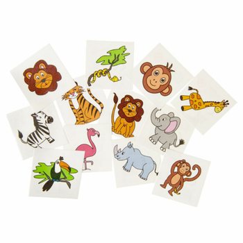 Fun Tattoos - Jungle Animals Display (48 Packs)