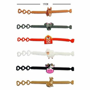 Farm Animal Silicone Kids Bracelets (12 pcs)
