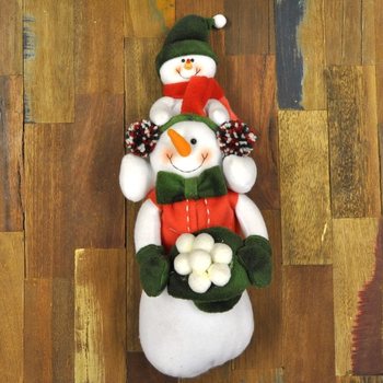 Plush Snowman with Snow Baby on his Shoulders 38 cm