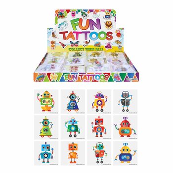 Fun Robot Tattoos - Packs of 12 Tattoos in Display (48 pcs)