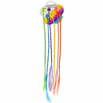 Rainbow 6-Piece Colored Hair Braids on Card (24 pcs)