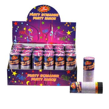 Streamer Party Poppers in Display (24 pcs)