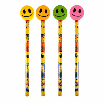 Cheerful Smiley Pencil with Eraser (24 pcs)