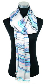 Luxury Ibiza Look Scarf Silver/Blue/Salmon (1 pc)