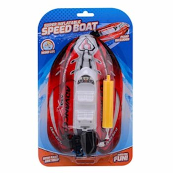 Inflatable Speedboat with Wind-Up Motor - 6 Pieces