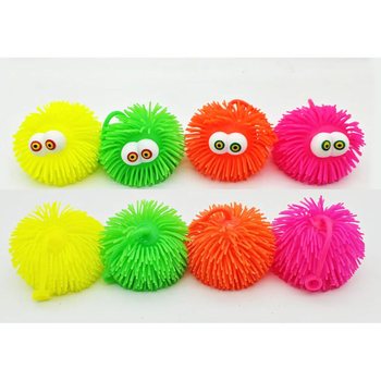 PUFFER BALL WITH EYES - 10CM - IN DISPLAY (12pcs.)