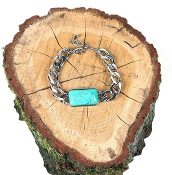 Ibiza Style Chain Bracelet Silver/Blue (1 pc)