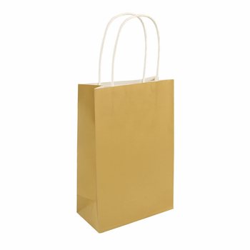 Paper Bags with Handles - 14x21x7 cm - Colour: Gold (24 pcs)