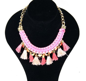 Luxury Ibiza Look Necklace Pink Tassels (1 pc)