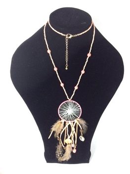 Ibiza Style Necklace Dreamcatcher Salmon (1 pc)