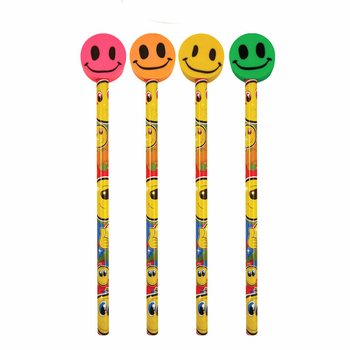 Cheerful Smiley Pencils with Eraser (24 pcs)