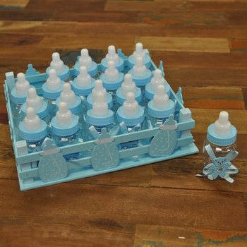 Deco Crate with 20 Mini Baby Bottles - Blue