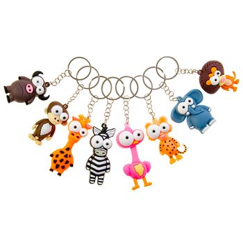 Funny Animal Keyrings - Big-Eyed Animal Mix (48 pcs)