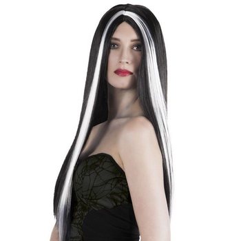 WIG - LONG BLACK HAIR WITH WHITE HIGHLIGHTS (1p.)
