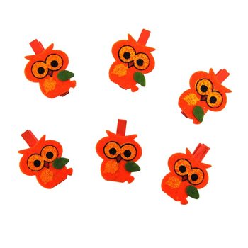 6-Piece Decorative Mini Pegs - Model: Owl (24 sets)