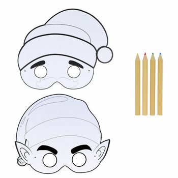 ECO FRIENDLY Color Your Own Christmas Mask with 4 Pencils (12 pcs)