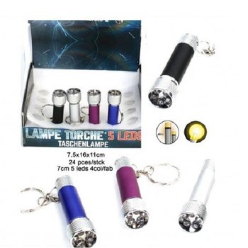 5 LEDs FLASHLIGHT ON KEY RING IN DISPLAY (24 pcs)