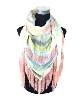 Mint/Pink Scarf with Fringes - Ibiza Style (1 pc)