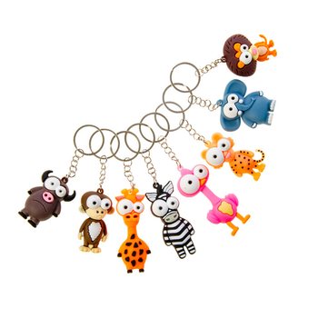 Funny Animal Keyrings - Big-Eyed Animal Mix (48 pcs)