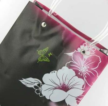 Packaging / Gift Bag Black/Pink/White Flower Medium (12 pcs)
