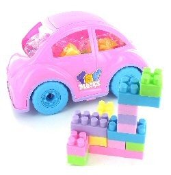 Large Girls' Toy Car with Building Blocks