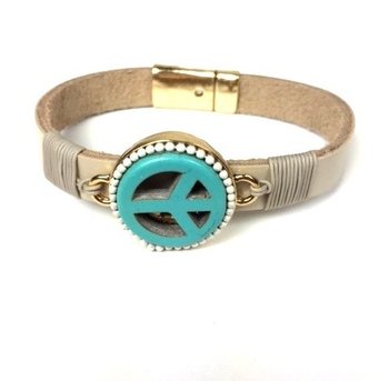Taupe/Cream Peace Bracelet (Ibiza Style)