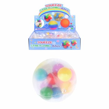 Squeeze Ball Ø 6cm with Pom Poms (Display of 12)