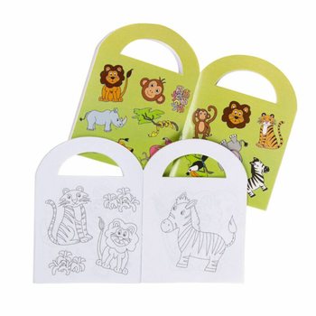 Small Jungle Animal Coloring Books with Stickers (48 Pcs)