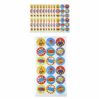 FUN STICKERS - SUPERHEROES 18 STICKERS PER SHEET (10 pcs)