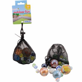 OUTDOOR FUN - MARBLES IN MARBLE BAG, 500 GRAMS (6 pcs)