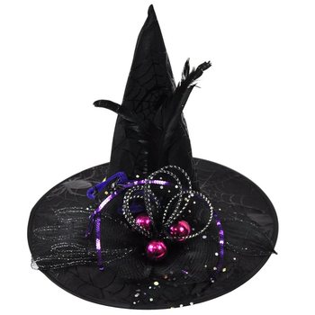 LUXURY WITCH HAT WITH FRILLS AND FEATHERS (6 pcs.)