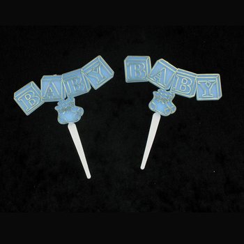 BABY SHOWER CUPCAKE TOPPER PICKER - BABY BLUE (12 pcs)