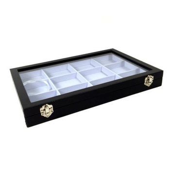 White Bead Display Tray with Lid, 12 Compartments