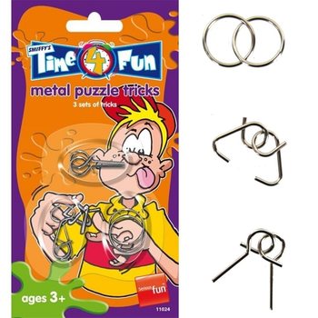 SMIFFY'S 3 Metal Trick Puzzles on Card (24 pcs.)