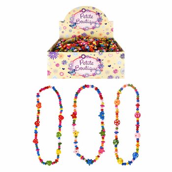 WOODEN CHILDREN'S NECKLACE IN DISPLAY (48 pcs)