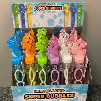 Unicorn & Dinosaur Bubble Wands - 120ml - 24 Pieces