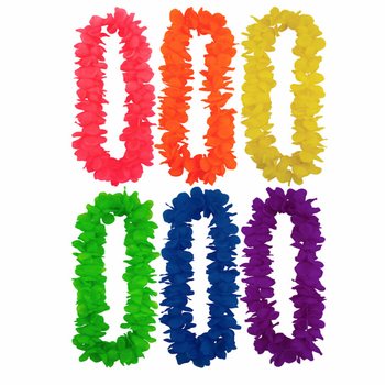 Neon Hawaiian Flower Leis Mixed Colors (12 pcs.)