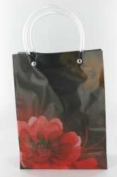 Gift Bag / Carrier Bag Black/Red Flower Large (12 pcs)