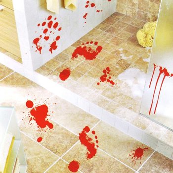Bloody Footprints & Splatter Wall Stickers Halloween (2 pcs)