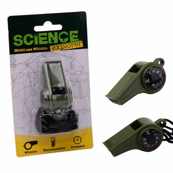 SCIENCE EXPLORER SURVIVAL WHISTLE WITH COMPASS AND THERMOMETER (24 pcs)