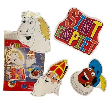 SINTERKLAAS SINT & PIET - 4-PIECE DOUBLE-SIDED DECORATION SIGN SET (6 pcs.)