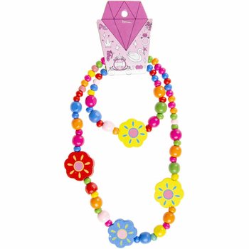 CHEERFUL WOODEN CHILDREN'S NECKLACE + BRACELET SET (48 pcs.)